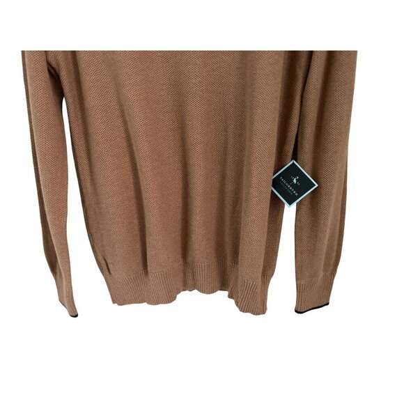 Tailorbyrd Cotton Textured Waffle Quarter-Zip Pullover Beige Coffee Size Med - Picture 3 of 10